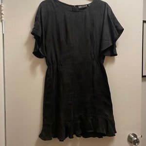 Black Flutter Sleeve Dress